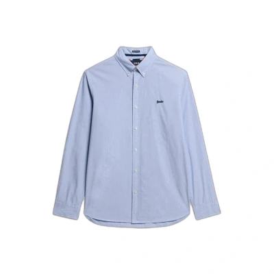 Imagen de Superdry Essentials Tailored LITE Camisa, Hombre, Talla: Large, Micro ticking stripe indigo