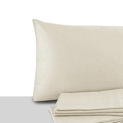 Imagen de GDN Funda Almohada en Algodón Juego de 2 Fundas 80x80 Made in Italy, Color Arena Hipoalergénicas Cojines
