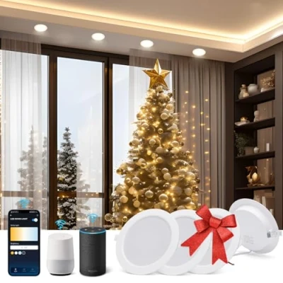 Imagen de Aigostar 15 W inteligente Downlight LED, 4 Pack Luces para Alexa de 1430 LM Wi Fi, Focos LED empotrada compatible con y Google Home, Regulable luz cálida a blanca 3000 6500K, Φ145 155 mm