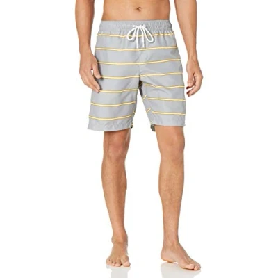 Imagen de Amazon Essentials Traje de Baño 23 Cm Secado Rápido Hombre, Gris Rayas, L