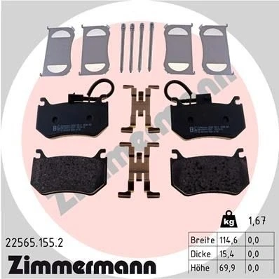 Imagen de ZIMMERMANN 22565.155.2 Juego de pastillas freno con contacto avisador desgaste Foto correspondiente a la entrega ALFA ROMEO: Stelvio