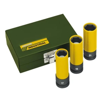 Imagen de Proxxon 23 938 Vaso de Impacto para su Uso con Tuercas Ruedas, Automoción, Versión Standard, Extralargos 85mm, Negro, 1/2&quot;, 17, 19, 21 mm