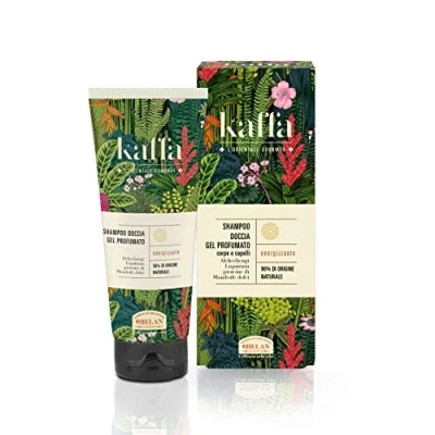 Imagen de Helan, Kaffa, Gel de Ducha y Champu sin Sulfatos ni Parabenos, para Cuerpo Pelo Baño Shampoo Delicado Energizante, con Regaliz Proteínas Almendras Dulces, 200 ml Made in Italy