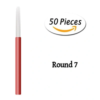 Imagen de Xiaoyu agujas redondas para micro cuchillas, tatuaje manual de cejas con aguja antiniebla maquillaje permanente, 50PCS, 7R