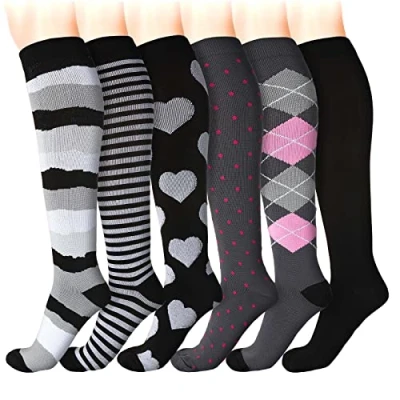 Imagen de Czemo Calcetines de Compresión para Mujeres y Hombres, 6 Pares Medias Deportivo, Viajes Vuelo, Embarazo, Enfermeras