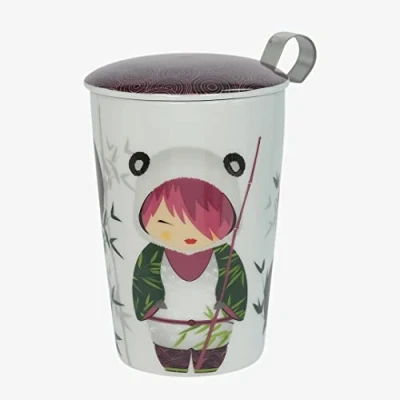 Imagen de Eigenart Teaeve 80056 Little Animals Panda Taza de porcelana con tapa y filtro acero inoxidable, sin BPA, 350 ml