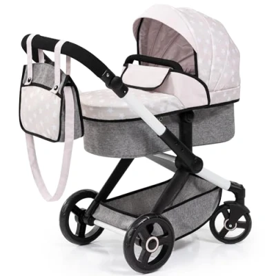 Imagen de Bayer Design 17031AA Cochecito de muñeca Combi Xeo, Carro para muñecos, Bolsa, Convertible, Regulable en Altura
