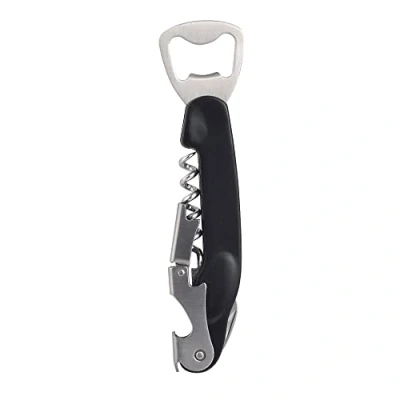Imagen de Bergner Q3275 Sacacorchos Camarero c/abridor Botella Acero Inoxidable colección Cru Wine Expert, Negro