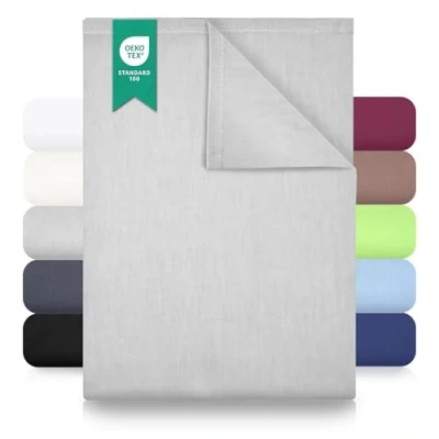 Imagen de GREEN MARK Textilien Sábana Bajera clásica Manta 100% algodón sin elástico en Muchos tamaños y Colores Dimensiones: 180x275 cm, Gris Plata