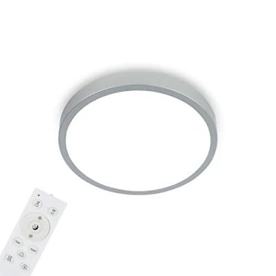 Imagen de Briloner Leuchten LED Ceiling Light RGBW, Dimmable, Colourful Colours, Neutral White, Surface Mounted Lamp, Remote Control, Silver Coloured, Diameter 380 x 50 mm