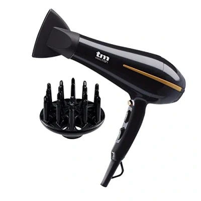 Imagen de TM Electron TMHD126 secador de pelo profesional motor AC 2.000W/ 2.400W potencia, función iónica, 3 posiciones calor y 2 velocidades