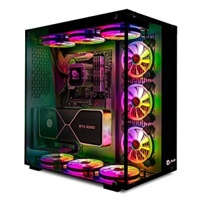 Imagen de TALIUS Caja Gaming Cronos. de Ordenador con Cristal Templado. Incluye 3 Ventiladores Iris ARGB más centralita, 4 filtros Anti Polvo imantados. (Negro)