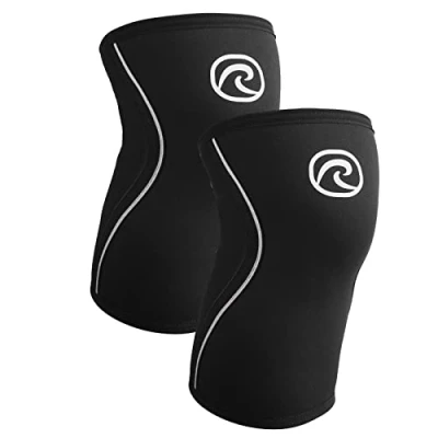 Imagen de Rehband Vendaje de Rodilla, Soporte Rodilla 7mm para Entrenamiento con Pesas y Levantamiento Pesas, estabiliza la articulación Color:Negro 1 Par, Talla:M
