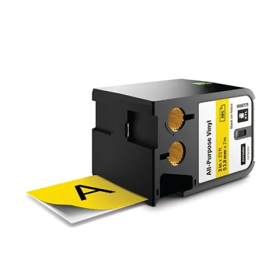 Imagen de Paper Mate Dymo XTL Etiqueta de Vinilo Multiusos, Color Negro sobre Amarillo 54 mm x 7 m