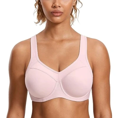 Imagen de SYROKAN Sujetador Deportivo Alto Impacto con Aros y Forro Ligero para Mujer Rodonita Rosa 95E