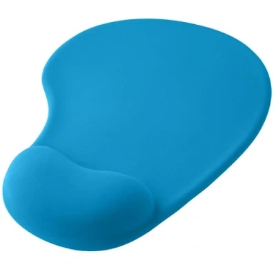 Imagen de OcioDual Alfombrilla con Reposamuñecas para Ratón, Color Azul Claro, Alfombra Ergonómica Apoyo de Gel, Tejido Tela Suave Base Goma Antideslizante Ratones Láser y Ópticos