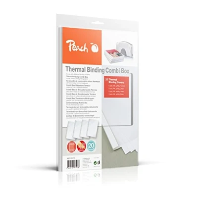 Imagen de Peach PBT100 14A Juego de carpetas térmicas para encuadernación térmica (A4, 15 60 hojas, 20 unidades, surtidos), color blanco