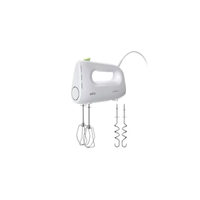 Imagen de Braun Household MultiMix 1 HM 1110 WH Batidora de mano con 4 velocidades más turbo, tecnología FastMix, EasyClick, incluye batidor y gancho para amasar, manejo una sola mano, 450 W, color blanco