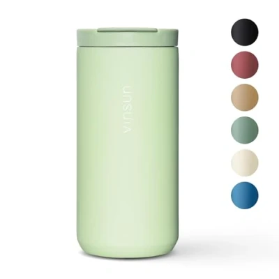 Imagen de VINSUN Taza Termo Cafe para llevar 380ml Vaso Termico Acero Inoxidable Prueba de Fugas, sin BPA, Frío y Caliente Termica con Tapo Vacación, Colegio, Oficina