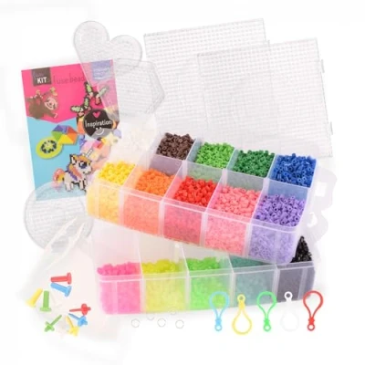 Imagen de Vaessen Creative 0 Kit de Perlas Fusibles Más 10000 Piezas, DIY para Niños, Creación Bisutería, Decoraciones Hechas en Casa y Otras Ideas Manualidades, Multicolor, Tamaño único