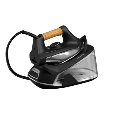 Imagen de Centro de planchado Rowenta Easy Steam VR7361F0, 2400W, 5.9 bar, 1.4 L, 280 g/min, Suela Airglide, Función vapor vertical, Eco, Negro y aluminio