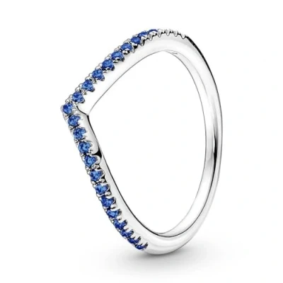 Imagen de Pandora Timeless Anillo centelleante azul con diseño de hueso plata ley cristales estelar, talla 48