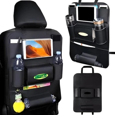 Imagen de Retoo organizador para asiento trasero de coche, duradero, grande, niños con mucho espacio almacenamiento, protector respaldo