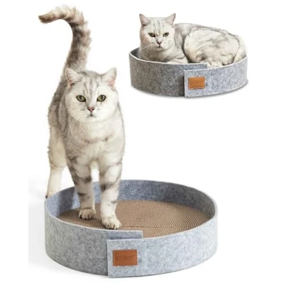 Imagen de PiuPet® Rascador para Gato I 38cm diámetro con Hierba gatera Carton de Gatos Juguetes Accesorios Rascadores Arranhador