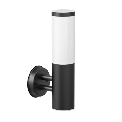 Imagen de ledscom.de aplique PORU para exteriores, IP44, acero inoxidable, negro mate, redondo, 1x E27 máx. 40W, iluminación de caminos, entradas, balcones, luz