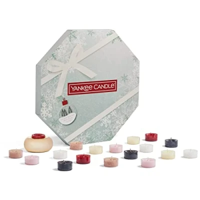 Imagen de Yankee Candle, Calendario de Adviento 2022 corona velas perfumadas regalo 24 té y 1 portavelas Colección Snow Globe Wonderland