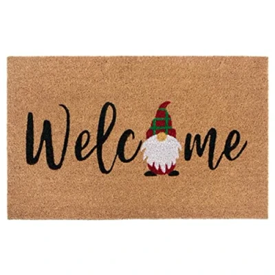 Imagen de Hanse Home Felpudo navideño de Coco 45 x 70 cm Antideslizante Naturaleza para Interiores, Welcome Wichtel Coco, Entrada y Exterior Cubierto