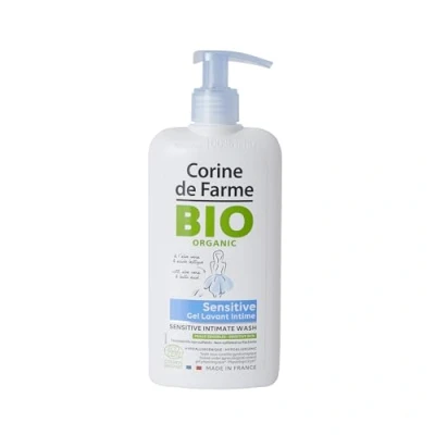 Imagen de Corine de Farme Gel Íntimo Sensitive 250ml para Mujer Certificado Ecológico ECOCERT COSMOS Organic Higiene Íntima Piel Sensible Flor Almendro y Aloe Vera Sin Jabón
