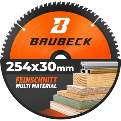 Imagen de BAUBECK Multi Material Hoja de sierra 254x30 Disco 254 para madera, aluminio y mucho más Hojas circular compatible con Bosch GTS 10, PTS Metabo KGS muchos