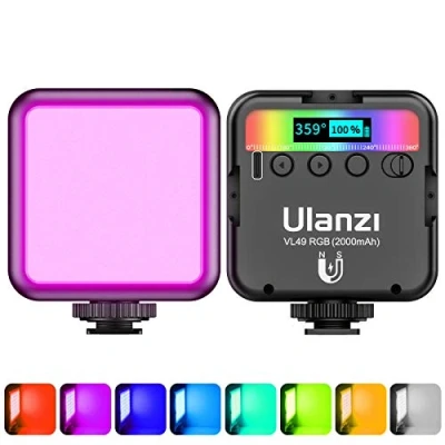 Imagen de Luz de Relleno Led para Vídeo, Fotografia, ULANZI VL49 RGB, Ajustable 2500 9500K, 2000 mAh Incorporada Batería, Lámpara Iluminación Continua DSRL Cámara