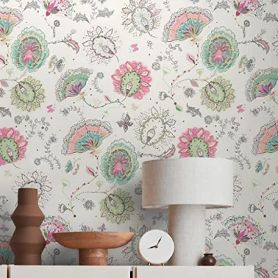 Imagen de Livingwalls House of Turnowsky 388991 Papel pintado no tejido (10,05 m x 0,53 m), diseño floral, color blanco