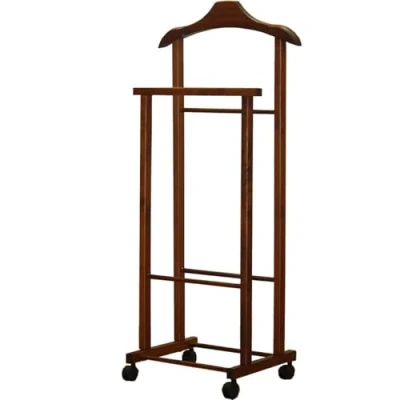 Imagen de Tomaino Servo Mudo De Cámara Madera Haya Percha Vestidor Dormitorio Con Ruedas Ambrogio (Nuez)