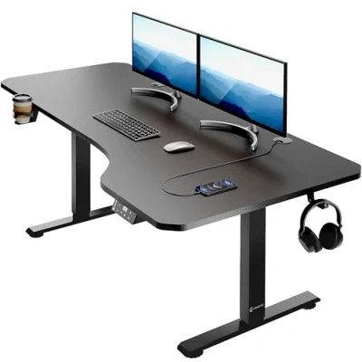 Imagen de CASARIA® Escritorio Ajustable en Altura Acero Función Memoria 160x75cm Pantalla LCD Mesa Gaming Ergonómica Oficina