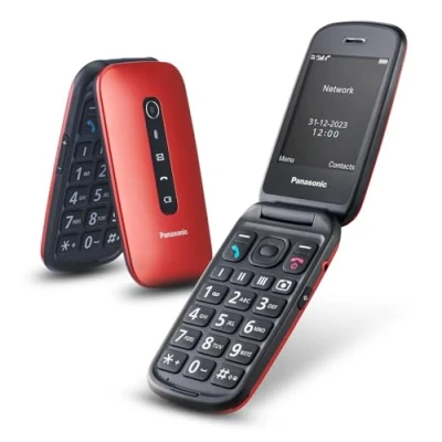Imagen de Panasonic KX TU550EXR 4G Essentials Clamshell Teléfono Móvil para Personas Mayores, Cámara de 1.2 MP, con Pantalla Grande 2.8&quot;, 300 Horas Tiempo en Espera, Rojo