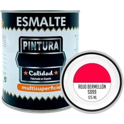 Imagen de AC Bote de Pintura Esmalte Fabricado en España Ideal para Cualquier Superficie, Madera, Plástico, Cristal o Cemento Capacidad 125 ML Rojo Bermellón (S099)