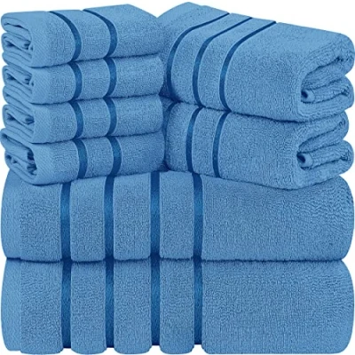 Imagen de Utopia Towels Juego de Toallas Lujo 8 Piezas, 2 Baño, Mano y 4 Paños Lavado, Altamente Absorbentes 97% Algodón Ring Spun(Azul eléctrico)