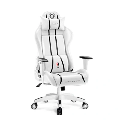 Imagen de Diablo X One 2.0 Silla Gaming Gamer Oficina Sillon de Ordenador Reposabrazos Ajustables Cuello/Cojín Lumbar Diseño Ergonómico Blanco Normal (L)