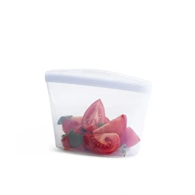 Imagen de Stasher Bolsa de almacenamiento silicona reutilizable, contenedor alimentos, apta para microondas y lavavajillas, sin fugas, cuenco 2 tazas, transparente