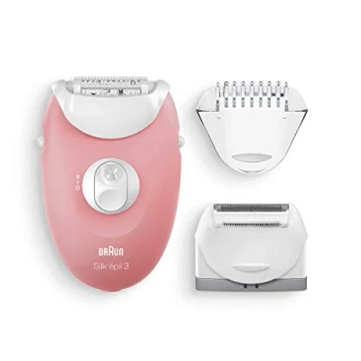 Imagen de Braun Silk épil 3 Depiladora Mujer en 1 para Principiantes con Cabezal de Afeitado y Recorte, SE 440, Blanco/Rosa