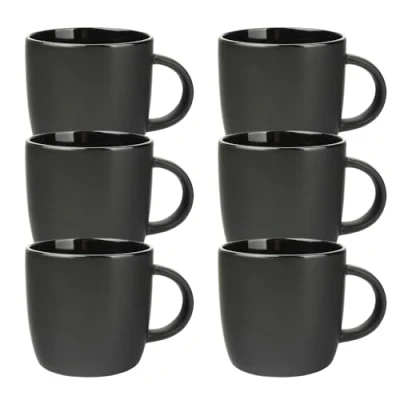 Imagen de Schramm® Juego de tazas café porcelana negra seleccionable 6 o 12 piezas 250 ml cerámica con asa piezas, Número:6 Stück