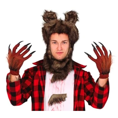 Imagen de FIESTAS GUIRCA Guantes Hombre Lobo con Garras Gorros, máscaras y Accesorios para Fiesta, Multicolor (GUI18908)