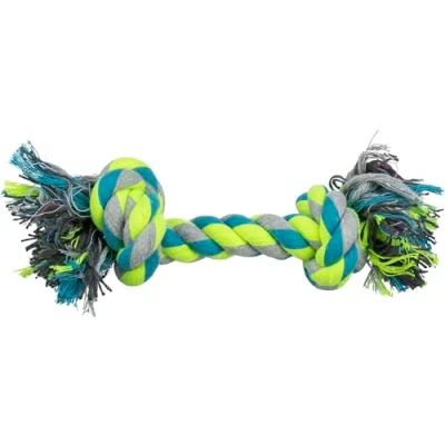 Imagen de TRIXIE cuerda de juego para perros, petróleo, lima y gris, 28 cm, algodón/poliéster, 32652, juguete lanzar, buscar, tira afloja, masticar, sin chirriador, alto contenido algodón