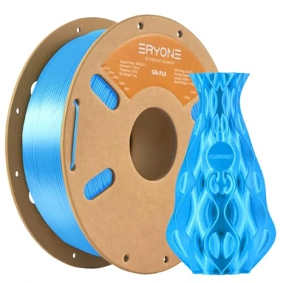 Imagen de Filamento de PLA seda ERYONE para impresora 3D, 1,75 mm, tolerancia: ± 0,03 1 kg (2,2 libras) / carrete, Azul