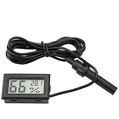 Imagen de DollaTek 2 en 1 Digital LCD Embedded termómetro higrómetro con Externo para Reptiles Incubadora Acuario Aves Negro