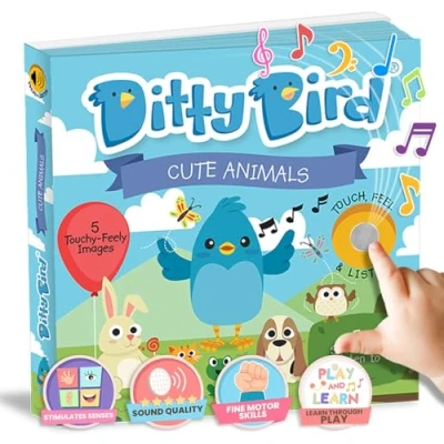 Imagen de Explora con Libros Musicales Ditty Bird Edición Toca y Siente Animales: Juguetes Montessori, recursos sensoriales para niños de 1 a 3 años. Libro Interactivo Resistente bebés.