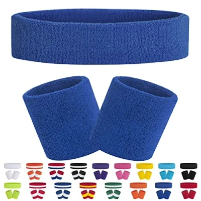 Imagen de FACATH Conjunto de Banda para el Sudor Color Morado, muñequeras Tela Rizo, Ejercicio atlético, Baloncesto, muñequera, Diademas